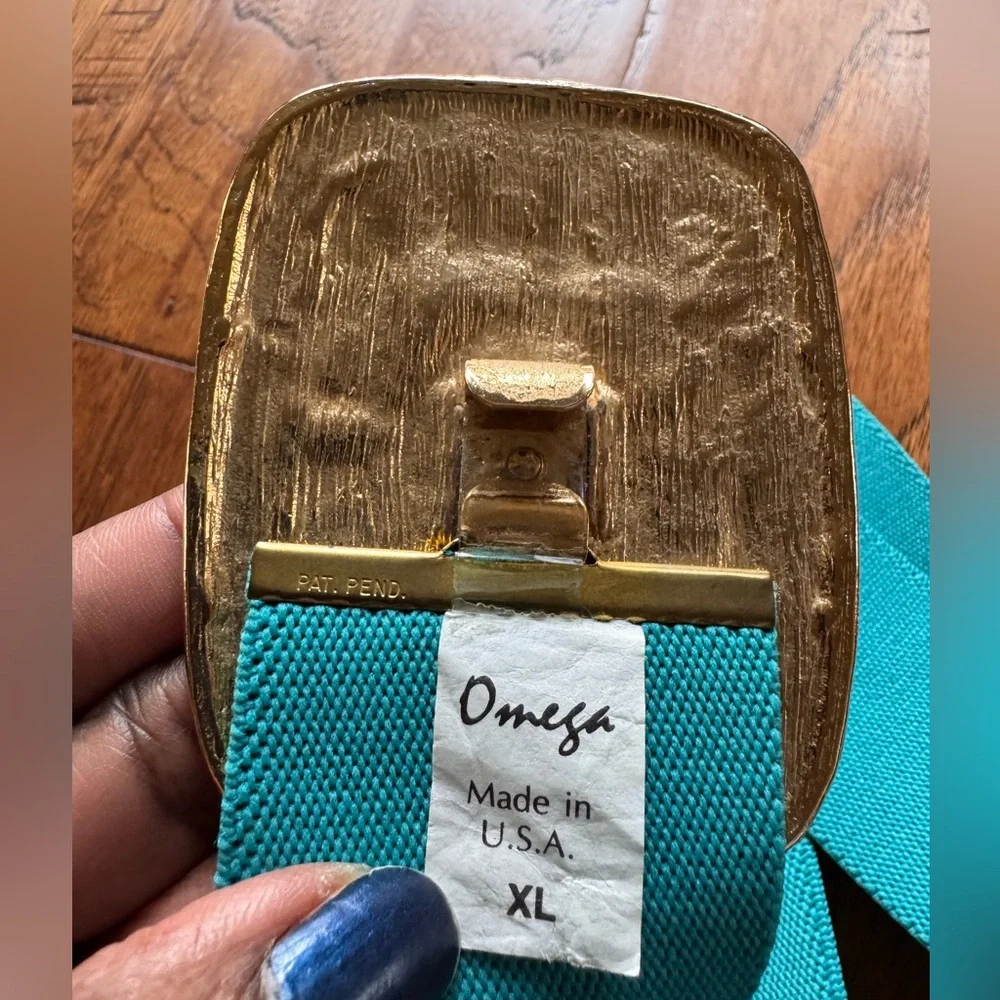 Vintage Omega‎ Teal Stretchy Belt